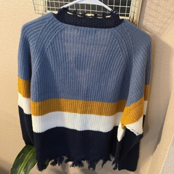 Full Circle Trends  Color Blocked VNevk Cardigan Size Large NWT - Picture 7 of 8